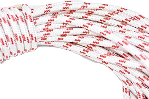 1 2 Inch by 200 Feet Double Braid Polyester Rope White and Red
