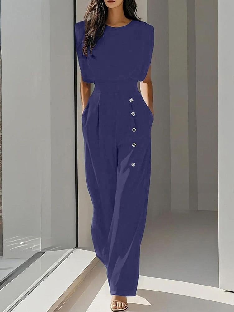 shownicer Tuta Elegante Donna Jumpsuit Lungo Monopezzi E Tutine Senza Maniche Tute Vita Alta One Piece Rompers Overall