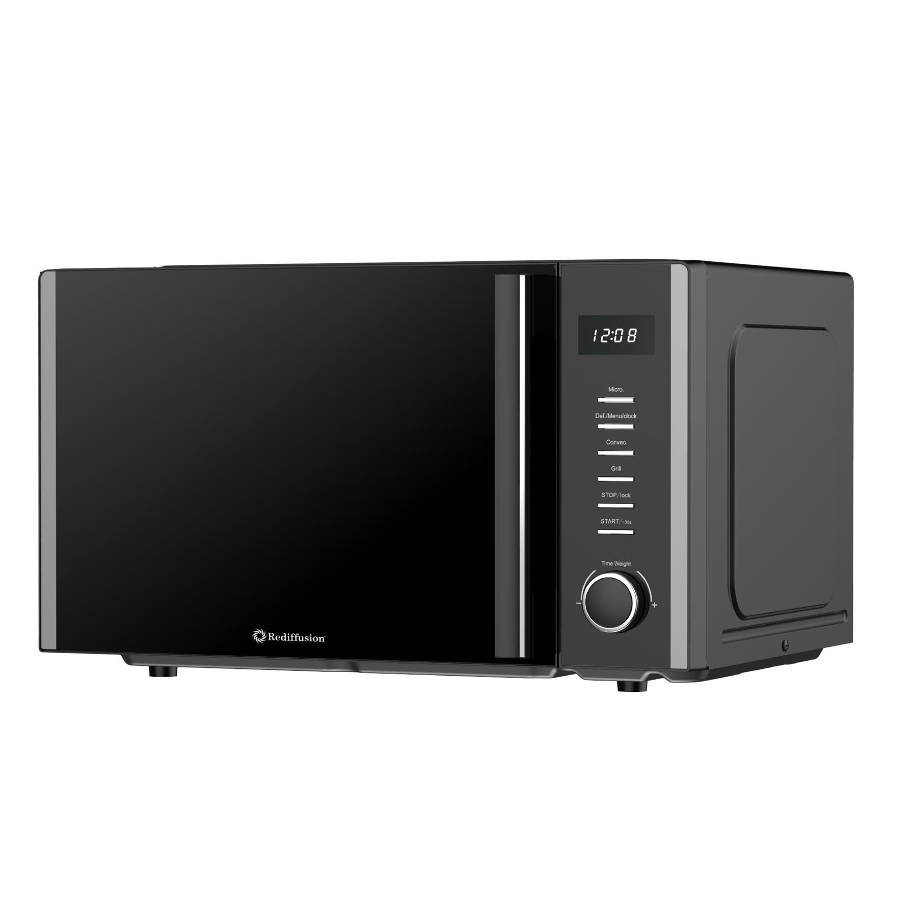 Rediffusion 30L Digital Combination Microwave, 900W Microwave,1200W Grill & 2200W Convection, Grill Rack, Defrost, Stainless Steel Cavity, 5 Power Levels, 8 Auto Menus, Freestanding, Black - REDCMW30B