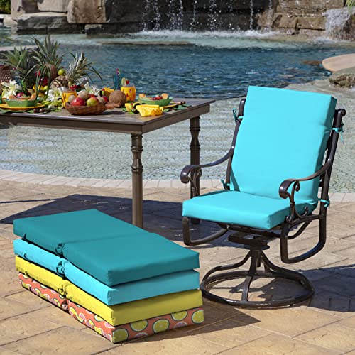 Arden 2-Pack Patio Dining Outdoor Chair Cushions, 20x44, Rain-Proof Seat Pad, Fade-Resistant Outdoor Cushion Pool Blue Leala by Arden Selections - Used condition - Image 5