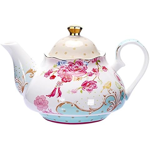 AWHOME Tea Pot Bone China Floral Design Vintage Teapot Cover