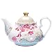 Tea Pot Bone China Floral Design Vintage Teapot Loose Tea Women and Tea lovers 850 ml about 4 Cups Gift Box