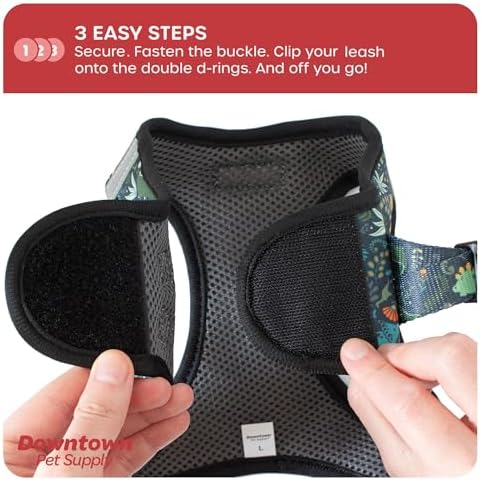 Downtown Pet Supply Step in Dog Harness No Pull, X-Large, Dinosaur - Adjustable Harness with Padded Mesh Fabric and Reflective Trim - Buckle Strap Harness for Dogs - 5