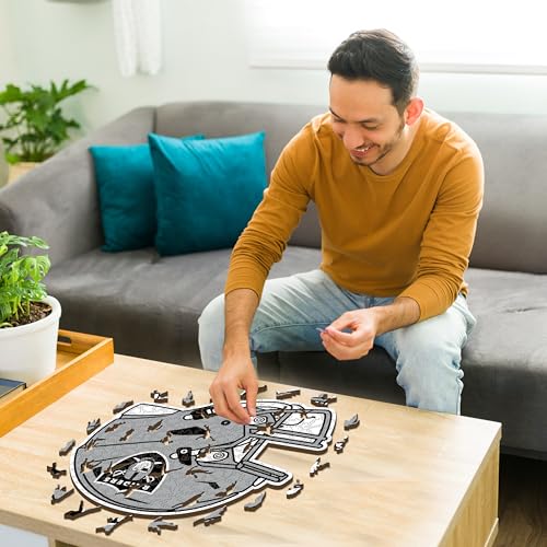 Iconic Puzzles, Las Vegas Raiders Helmet, Wooden Puzzle officially licensed NFL, 100% sustainable - Image 2