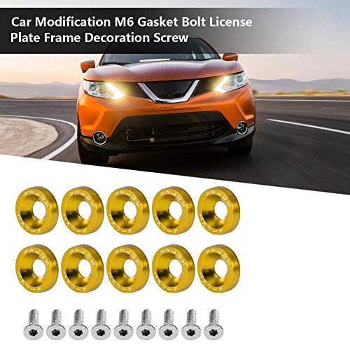 Duokon Car 6Mm Bolt Screws Fasteners For License Plate Holder, Fender, Front And Rear Bumper, Ignition Cylinder Cover, Car Modification Locking Hardware(Gold) #TOP4