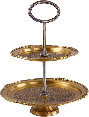 Miniatura 6 de Soporte dorado retro de 3 niveles para cupcakes de 15 pulgadas, soporte ovalado de metal para hacer tú mismo, soporte para platos de frutas,