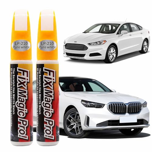 Pure White Touch Up Paint for Cars, 2 in 1 Car Paint Scratch Repair Kit, Lasting Auto Car Scratch Remover Pen - Color Accurate, Quick Drying, Safe & Easy to Use, Weatherproof Fits All Car Models 2PCS