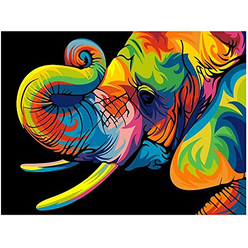 DCIDBEI 40x50CM Carré Diamond Painting Diamant Animaux Anime, DIY Broderie Diamant Kit Complet Pop Art Moderne, Maison Salon Chambre Décoration Murale Cristal Artisanat || Éléphant Géant Coloré