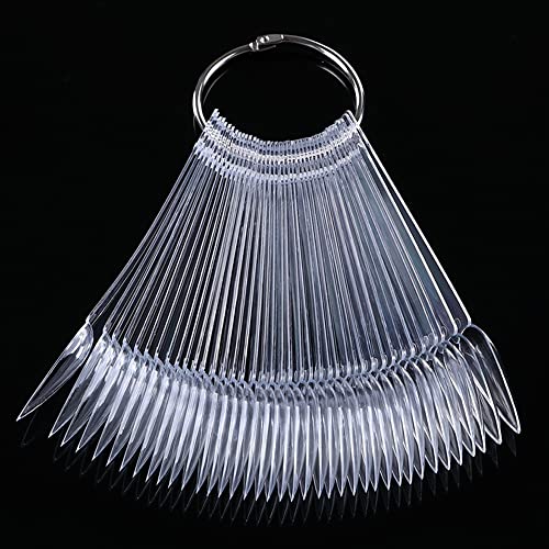 100 Ps Nail Swatch Sticks With Number Stickers, Nail Color Display Stiletto Tips, Fan-Shaped Nail Polish Practice Sticks, Nail Art Display Nail Color Wheel Nail Sample Sticks (Transparent) #TOP5