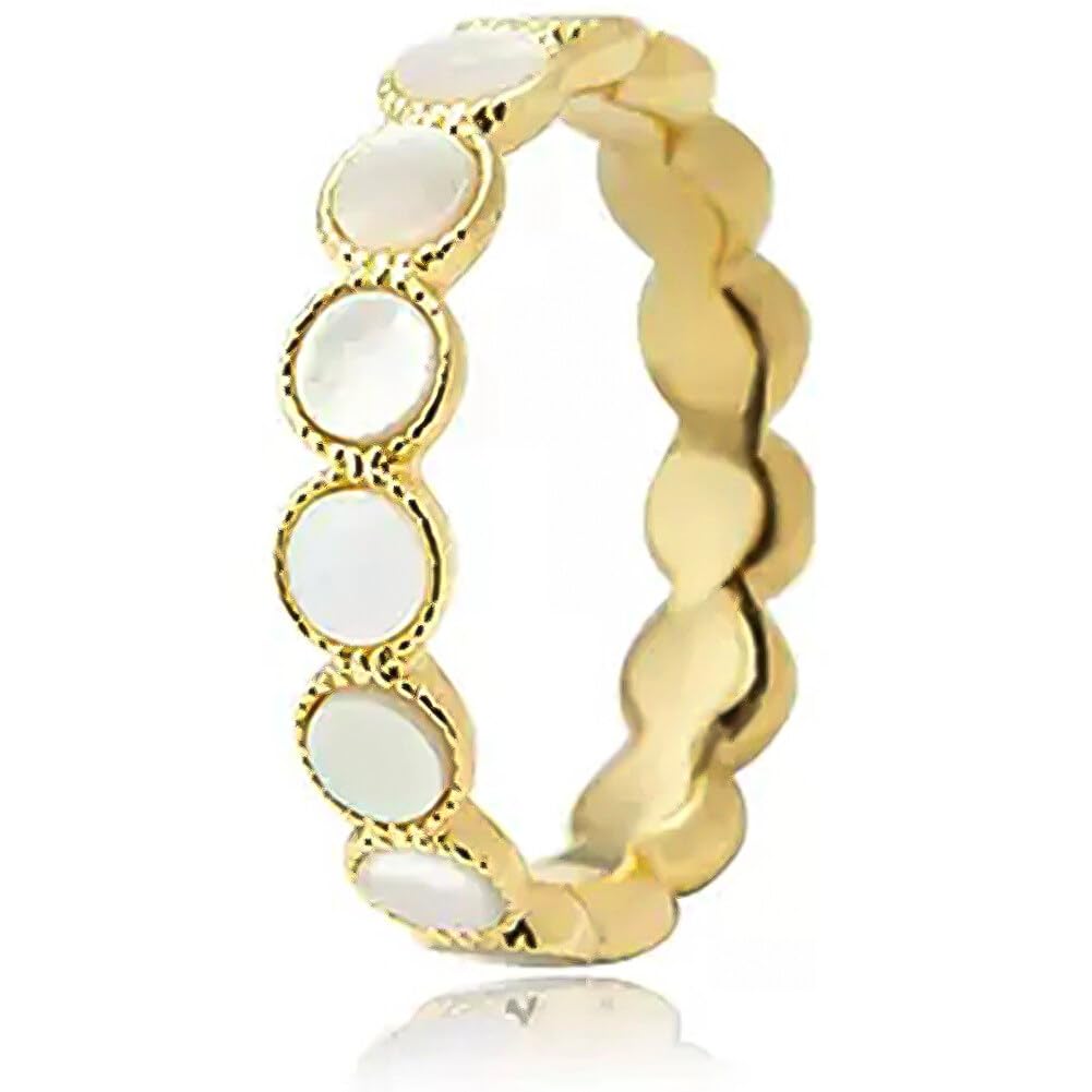 Anillo de 14 quilates para mujer, ligero, tamaño chapado en oro con 6/7/8, perlas de oro, uso especial y elegante, ajuste diario, anillo ideal, ocasiones para, Metal