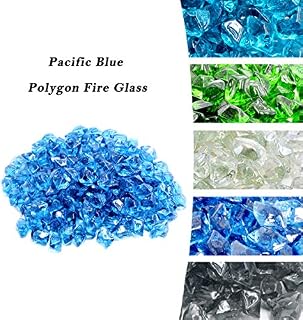 Skyflame 10-Pound Polygon Fire Glass for Fire Pit Fireplace Landscaping, 1/2-Inch Pacific Blue