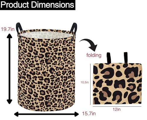 Image of ESSME Kids Laundry Basket,Leopard print Hamper Collapsible Canvas Storage Bin for Girls, Cute Hamper,Gift Baskets(Leopard print)