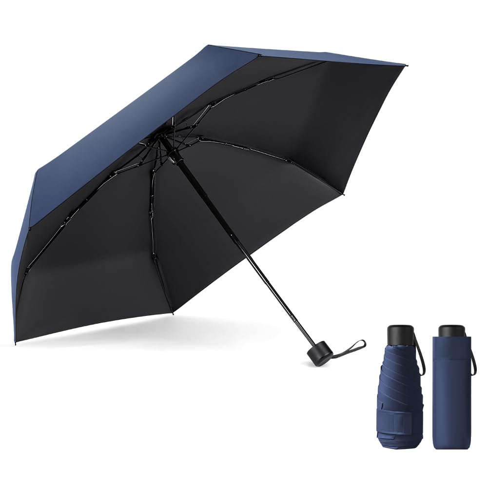 Travel Mini Umbrella for Purse,6 Ribs Mini Umbrellas, Coating Layer Fabric Blocking UPF 50 UV Protection 99.9% Compact Folding Purse Umbrella,Travel Sun Umbrellas Lightweight Small Compact