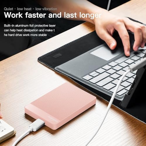 UnionSine 1TB Ultra Slim Portable External Hard Drive USB3.0 HDD Storage for PC,Mac, Desktop, Laptop, PS4, Xbox One, Xbox 360-Super Fast Transmission-HD-2510(Pink) - 4