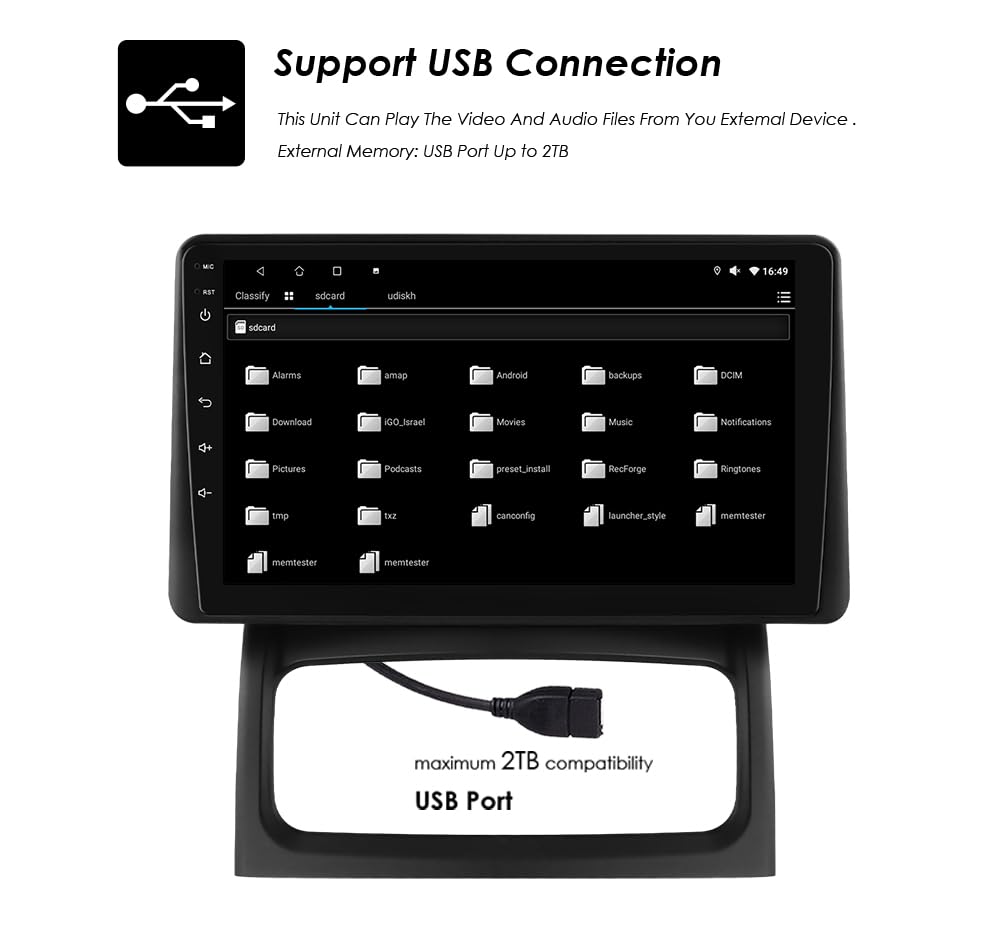 Ossuret Autoradio pour Renault Clio 2 2000-2012, 9 Pouces Android 13 écran Tactile 2+32 Go Navigation GPS avec Carplay Android Auto WiFi Bluetooth Commande au Volant (Type B)