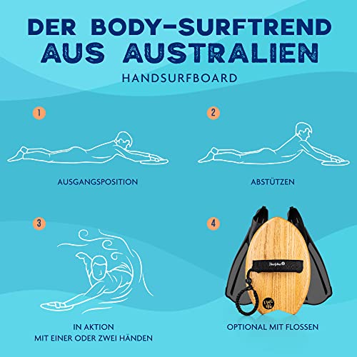 two46 Handboard - Hand-Surfboard made from sturdy hardwood, Handgröße - Image 3