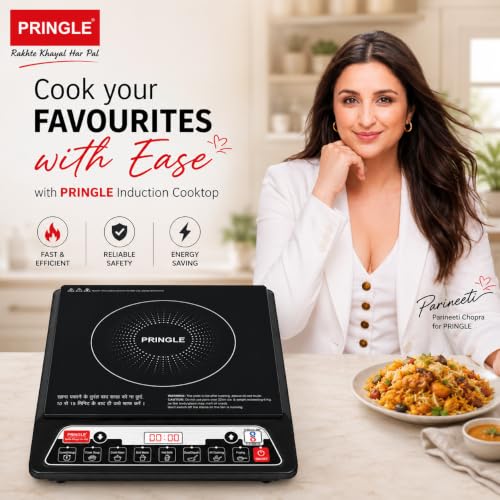 Image of Pringle IC Fire Induction Cooktop 1400W | 7 Preset Modes | Smart Push Control | Sensor Temperature Control, Overheat Protection | Adjustable Timer | 1 Yr Warranty