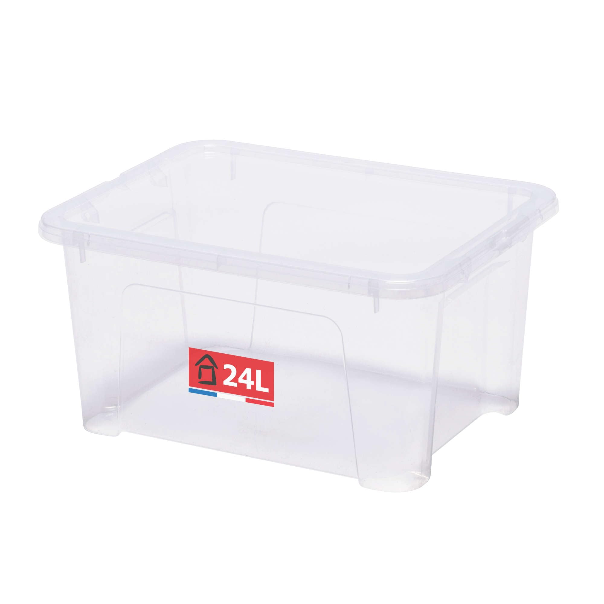 Sundis View Box 24L Clear Plastic Storage Box with Lid Stackable Stackable Storage Box Ideal for Storing Cabinets, Office, Laundry Room or Bathroom