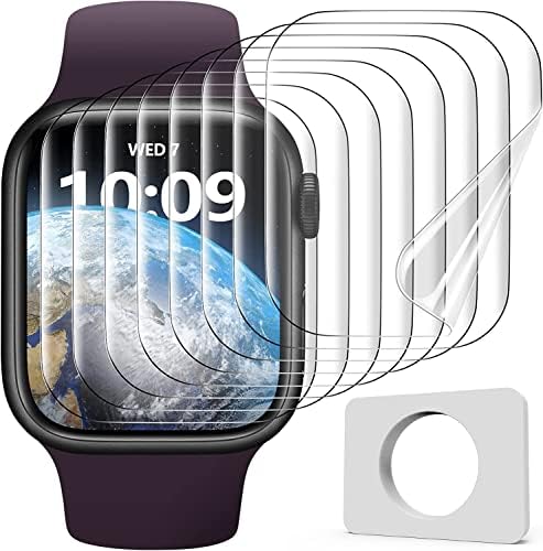8Pack Designed for Apple Watch Series 8/7 Screen Protector 45mm Military-Grade Replacement TPU Film [Not Glass] iWatch Protector Anti Scratch Fingerprint Bubble Free High Touch Screen Protection Clear