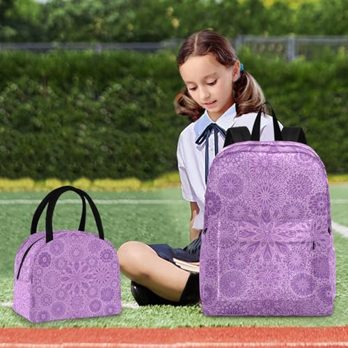 Ensemble sac à dos et sac à déjeuner mandala violet robuste