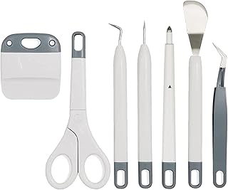 Scissors,Scrape,Weeders,Tweezers,Spatula,Scoring Stylus,Craft Vinyl Weeding Tools Set Weeding Kits for Cricut Maker/Cricut Explore Air 2/Air, cricut Tools and Accessories(7pcs Gary)