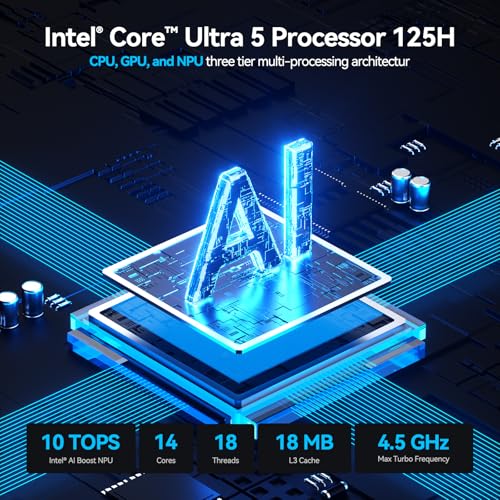 Image of GEEKOM XT1 Mega AI Mini PC,14th Gen Intel Core Ultra U5-125H Processor (14C /18T,up to 4.5 GHz),32GB DDR5 1TB PCIe Gen4 SSD,Mini Desktop Computers Windows 11 Pro,WiFi 7 /BT 5.4 /Dual 2.5G LAN /USB4.0 /8K