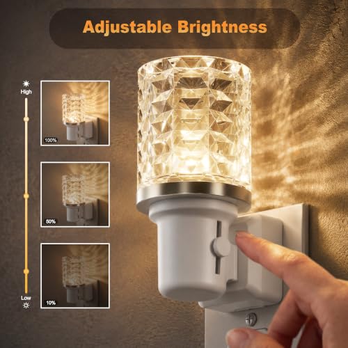Image of JandCase LED Night Light, Dimmable Night Lights Plug into Wall,Dusk to Dawn | Modern Nightlight, Auto On Off Light Sensor, 3000K Soft White Night Light 0-100LM Brightness, Bathroom Hallway Bedroom Decor