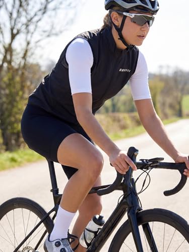 Image of qualidyne Women's Windproof Cycling Vest, Lightweight Full-Zip Breathable Sleeveless Bike Jacket, 1 Back Pocket, Reflective