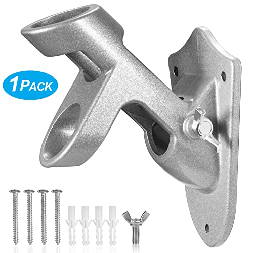 Bonwin Flag Pole Holder Brackets, 1" Flag Pole Mounting Bracket With Hardwares For House Wall Mount, 1" Inner Diameter, Two Positions & Aluminium Alloy, Rust Free Coated (Silver - 1 Pack) #TOP1