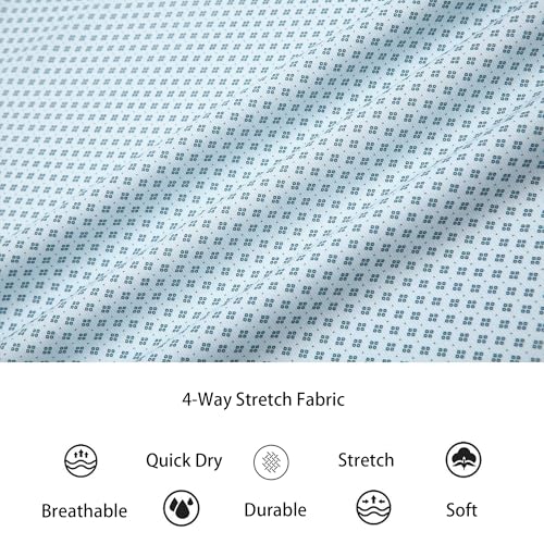 Alex Vando Mens Printed Dress Shirts Short Sleeve Easy Care Regular Fit Button Down Shirt,Blue Stripe 863,L - Image 4