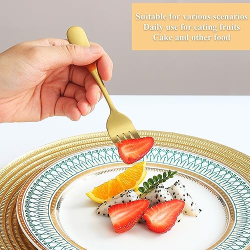 Miniatura 6 de Evanda Juego De 12 Tenedores De Postre De Acero Inoxidable Chapado En Titanio Dorado, Mini Tenedores Para Tartas Y Aperitivos Para El Hogar, Boda, Fiesta, Cafetería, Restaurante, Apto Para