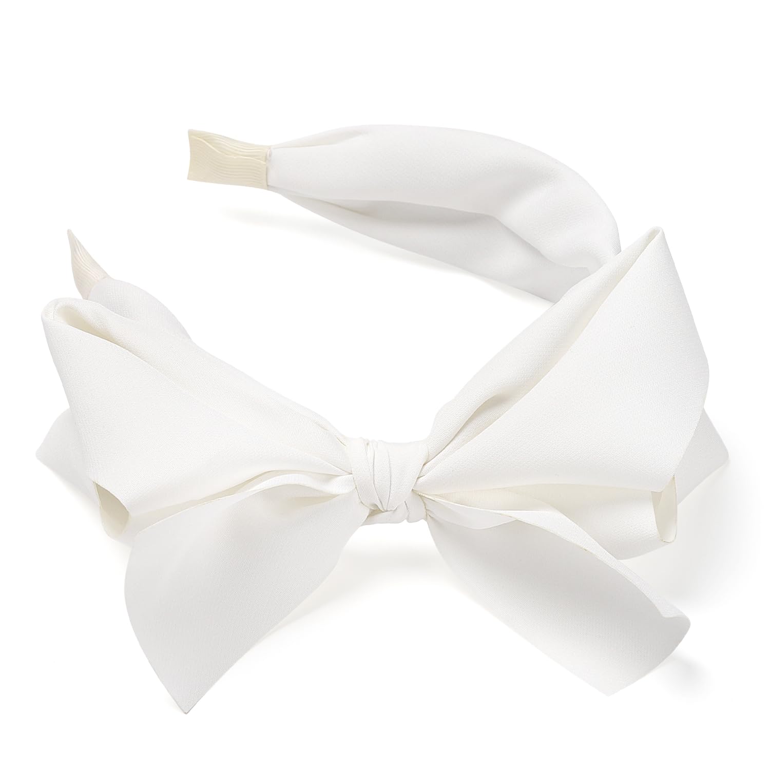 WantGor Big Bowknot Headbands for Women - Wide Turban Hair Band Bows Accessories (White) - Image 2