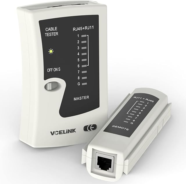 VCELINK GJ468 Network Cable Tester, RJ45 Ethernet Cable Tester for Cat5/Cat6/Cat7 LAN Cable & RJ11 Phone Cable