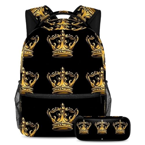 Sac à dos polyvalent Couronne Royale Dorée multicolore 34 pour soulager le dos des élèves