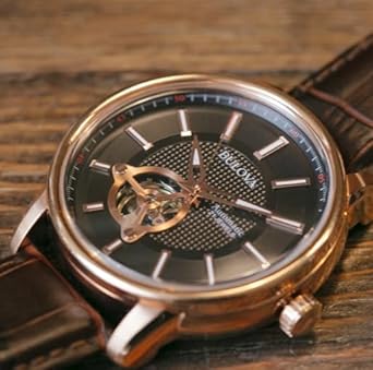 Bulova Men's Classic 3-Hand Automatic Leather Strap Watch, 21-Jewels, Hack Feature, Luminous Hands and Markers,Open Aperture and Exhibition Case Back