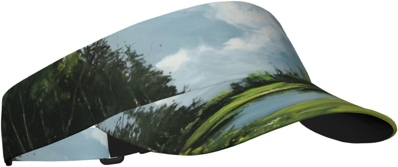 (Golf Course) Adult Sun Visor Hat Adjustable Open Top Sports Cap Breathable for Men Women Beach Vacation Essentials Black