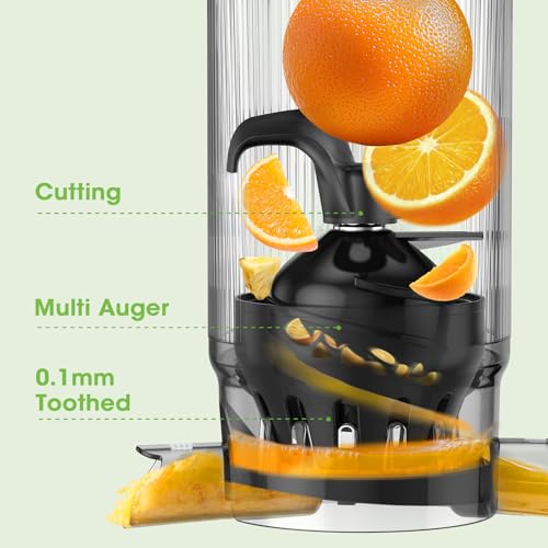 Juicer Machines, 5.3" Wide Feed Chute Cold Press Juicer for Whole Vegetables & Fruits, High Juice Yield, BPA Free (Slivery) - Image 4