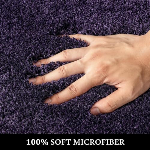 MIULEE Dark Purple Bathroom Rugs Set 2 Piece Soft Bath Mats 20x20+16x24 in by MIULEE - Used condition - Image 2