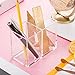 Gejoy Acrylic Pencil Pen Holder Clear Makeup Brush Organizer 2 Compartments for Desktop Stationery Office Bedroom