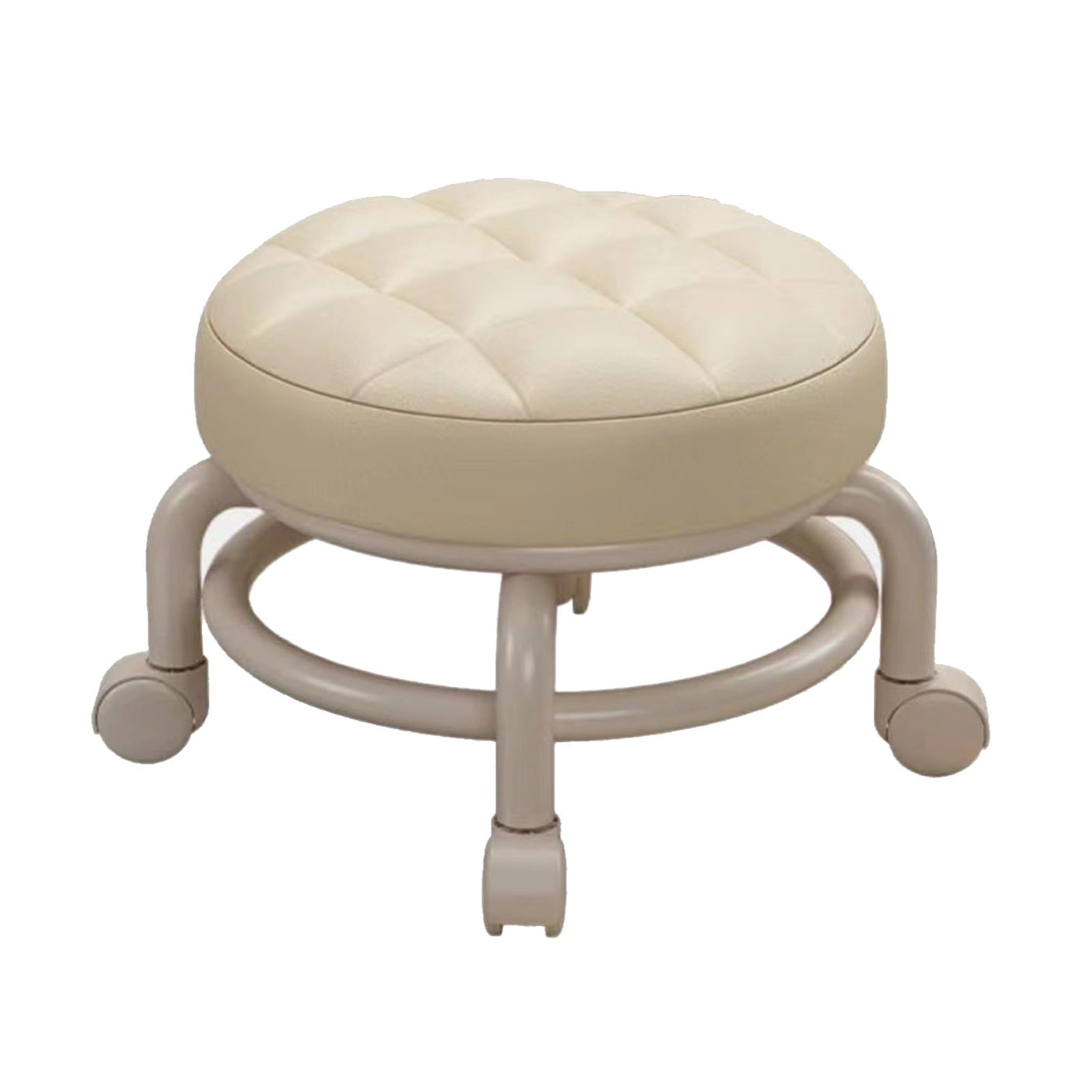 Taburete bajo con Ruedas Cuero PU con Asiento de Esponja Suave Cómodo Diseño Giratorio de 360 ​​Grados para Uso en Casa o para Niños y Adultos