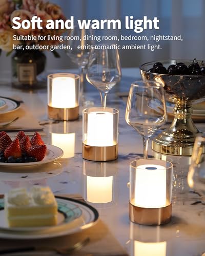 Image of 4 inch Gold Cordless Table Lamp 2 Pack, Outdoor Rechargeable Lamp