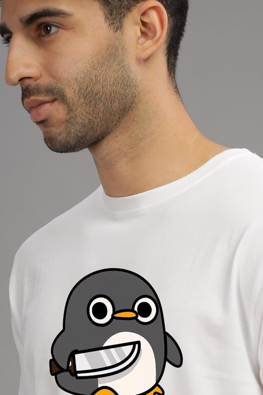 Image of XENOVAURBAN Men's Graphic Printed RN-Penguin Round Neck Regular and Plus Size Cotton T-Shirt