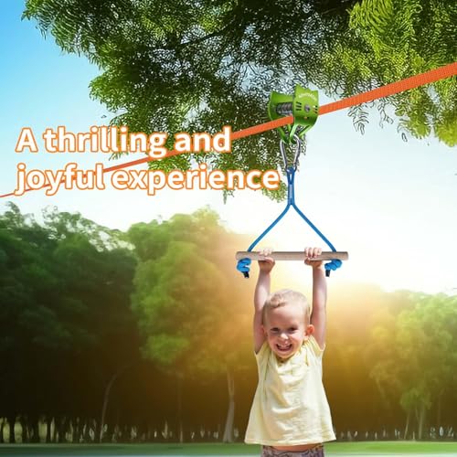 Image of Kids Zipline Cat Pulley, Ninja Slackline Slider with Brake Stopper | Smooth & Silky, Quick Setup, Children Toys, Backyard, Outdoor Playground Fitness Equipment, CPSC Approval