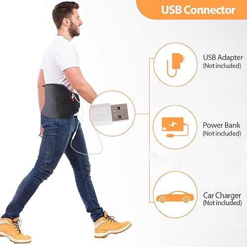 Miniatura 3 de Almohadilla térmica USB para aliviar el dolor de espalda, envoltura térmica de espalda, terapia cálida para lumbar, dolor de espalda baja, ciática,
