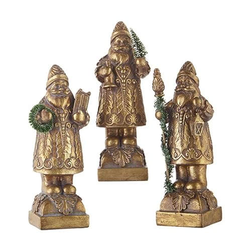 Raz Imports 2022 Holiday In Provence 11" Antique Gold Santa, Assortment Of 3 #TOP17