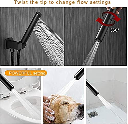 Ensemble combiné de douche mural noir mat avec mitigeur et pommeau de douche effet pluie