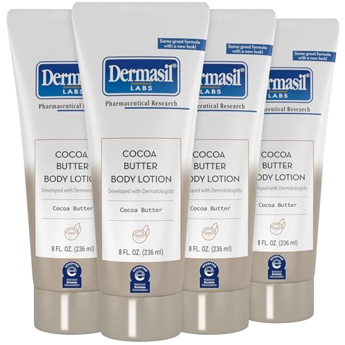 Dermasil Body Lotion, Cocoa Butter, 4-Pack – Non-Greasy, Fast-Absorbing, Sweet Scent, 8 Oz Ea