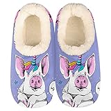 Colorful Pig Slippers for Women Mens, Cute Animal Winter Warm Soft Coral Fleece Fuzzy House Slippers