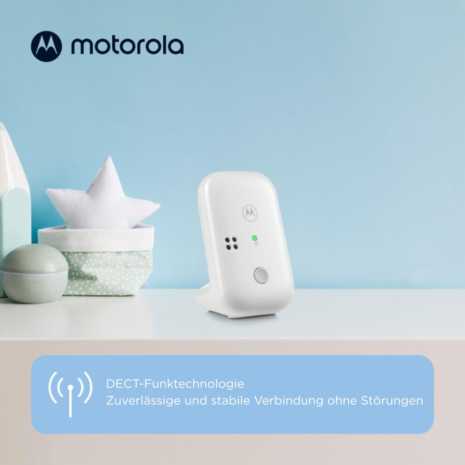 Motorola Nursery – PIP10 kabelloses DECT-Babyphone, hochempfindliches Mikrofon, Ton- und Außer-Reichweite-Warnung, Lautstärkeregelung, tragbare Elterneinheit