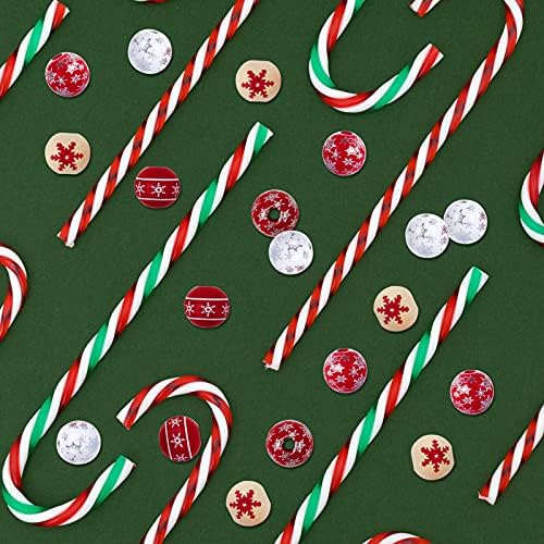 TOBTUKE 120 Pieces 0.6 Inch Snowflake Christmas Wooden Beads,Natural Craft Round Wood Beads with 3.28 Feet Twine for Xmas Party Decor(Wihte, Red)